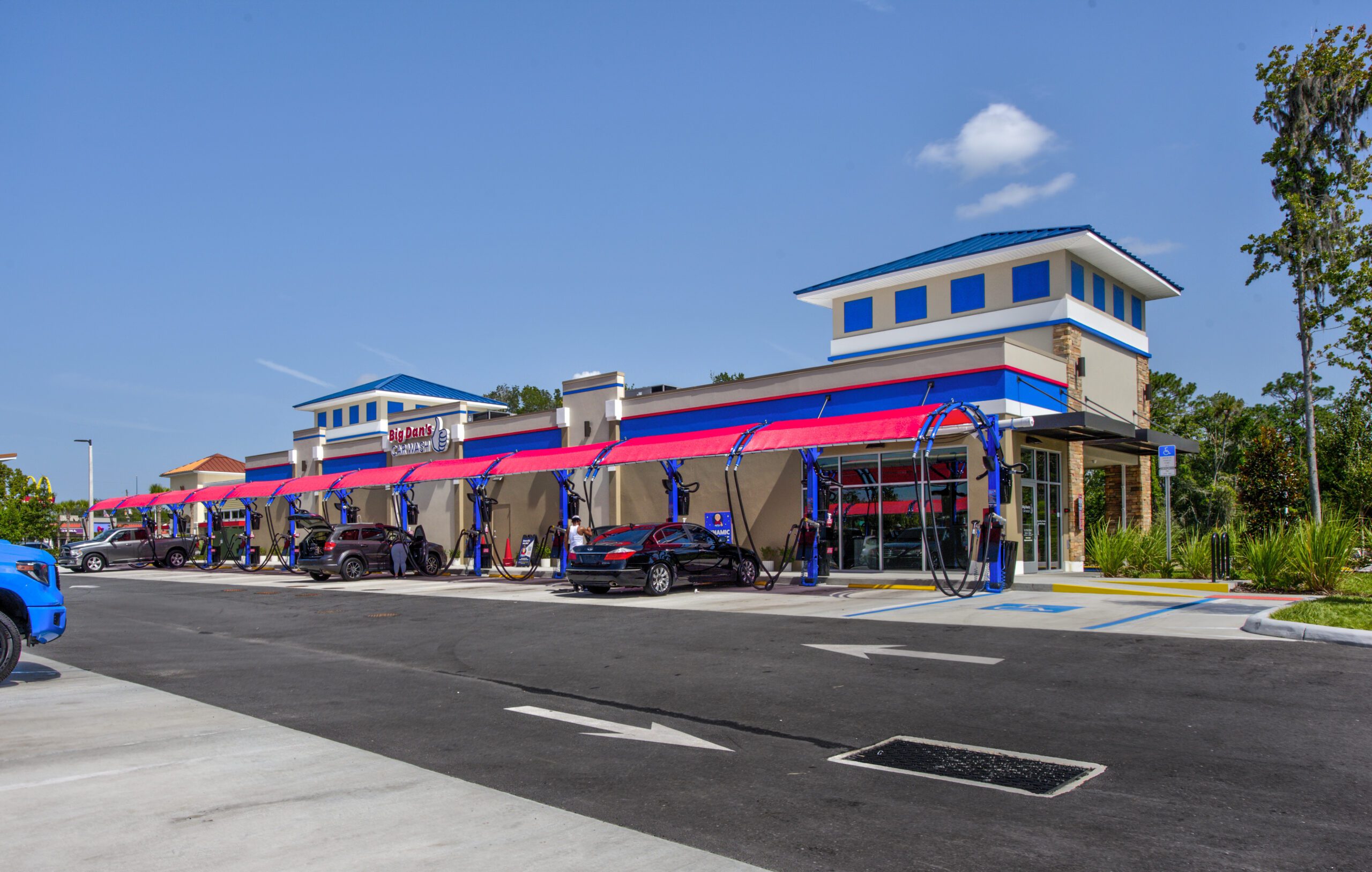 Exterior of Big Dan's Car Wash with Vacuum slots