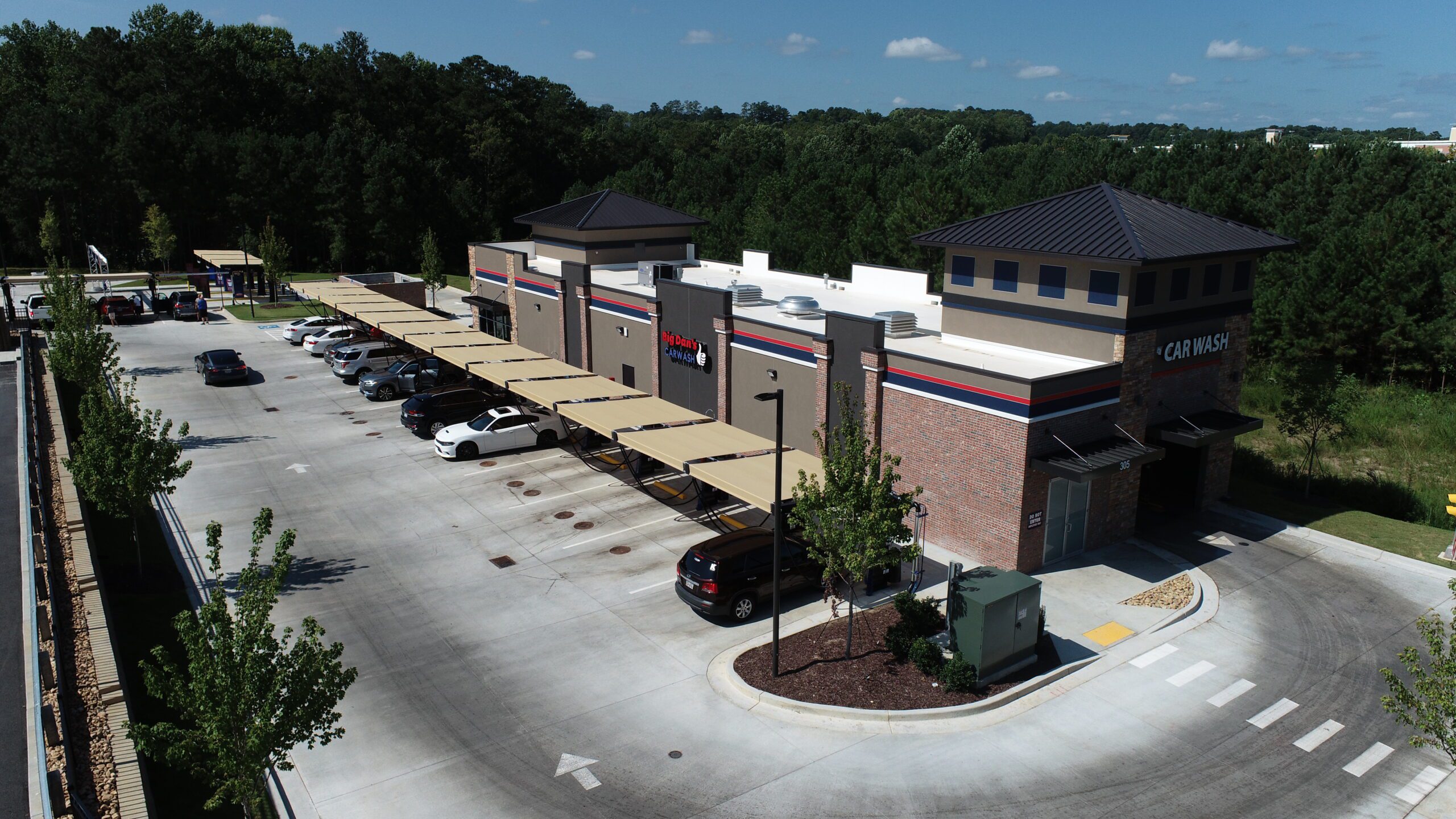 Elevated view of exterior of Big Dan's Car Wash
